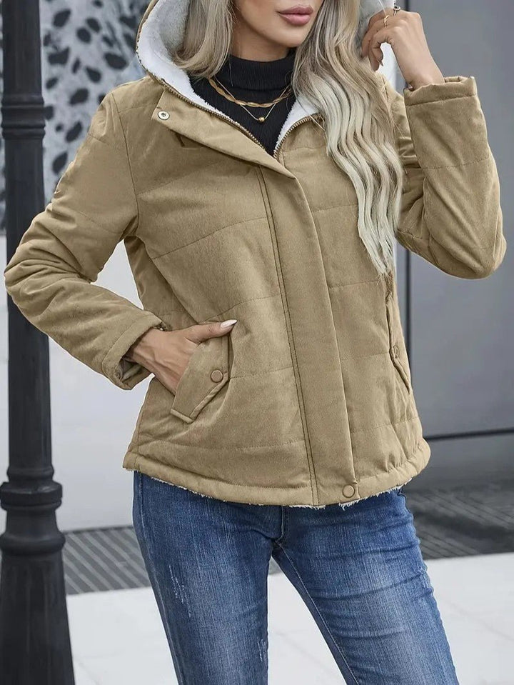 Women's Winter Jacket Hooded Zip-Up | Lined