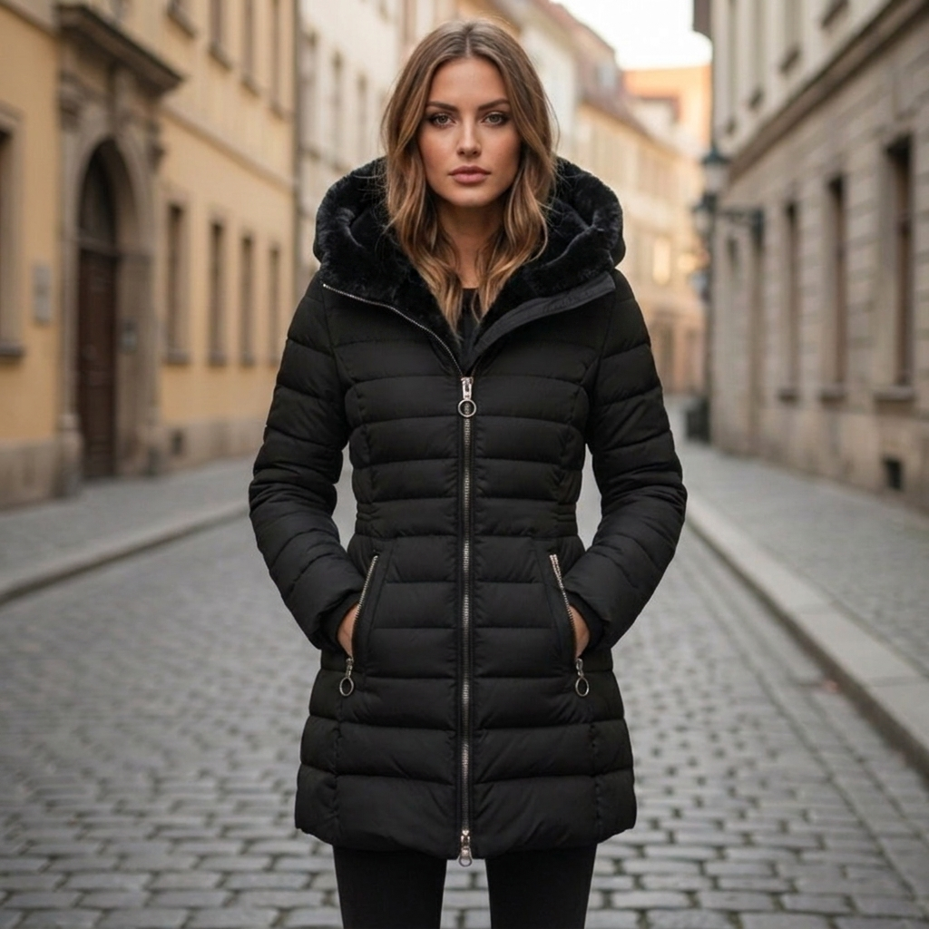 Women's Winter Jacket Long Hooded | Quilted Puffer