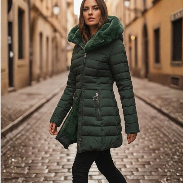 Women's Winter Jacket Long Hooded | Quilted Puffer