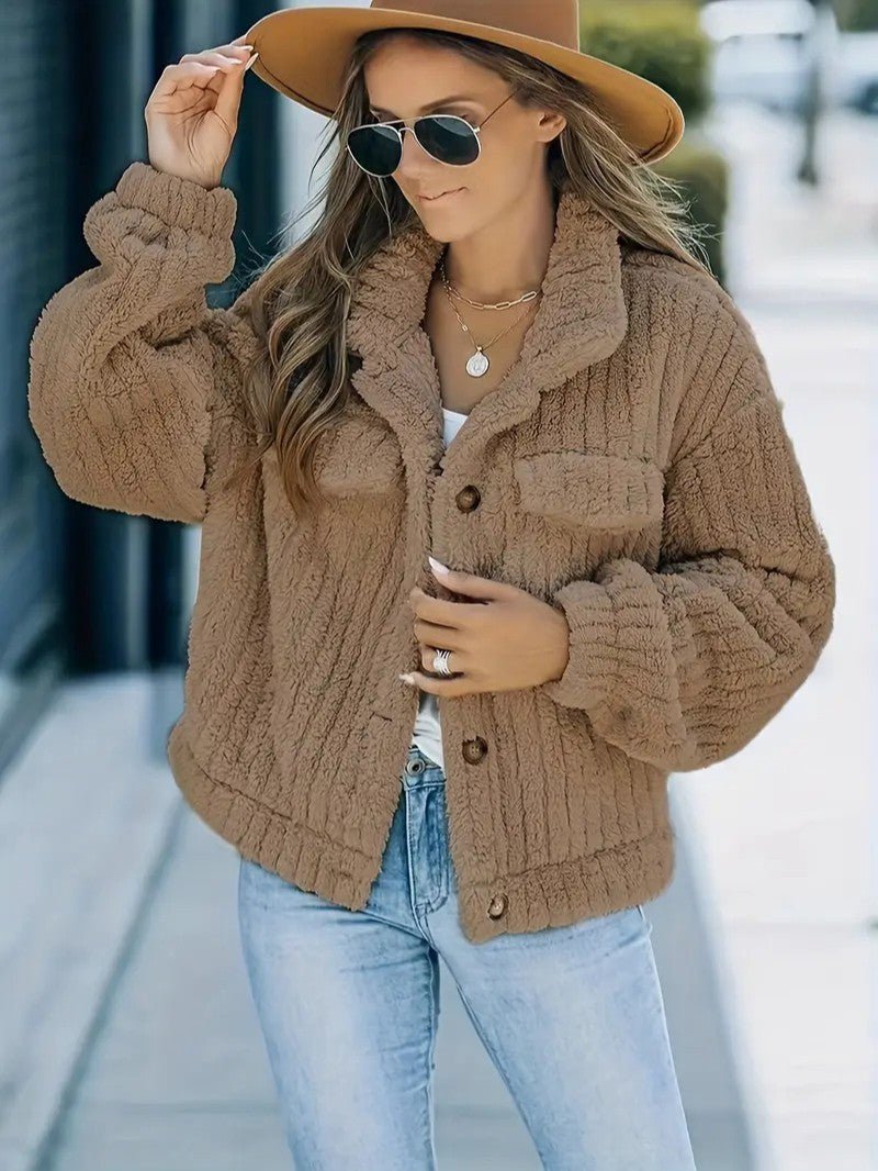 Women's Winter Jacket with Collar | Button Up