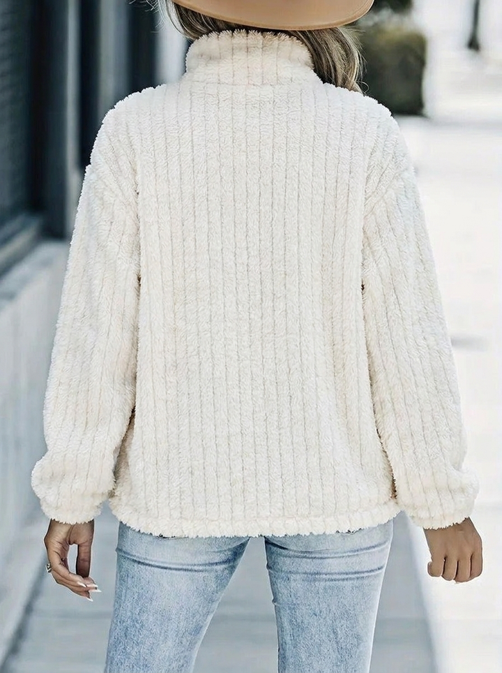 Women's Winter Jacket with Collar & Pockets | Button Up