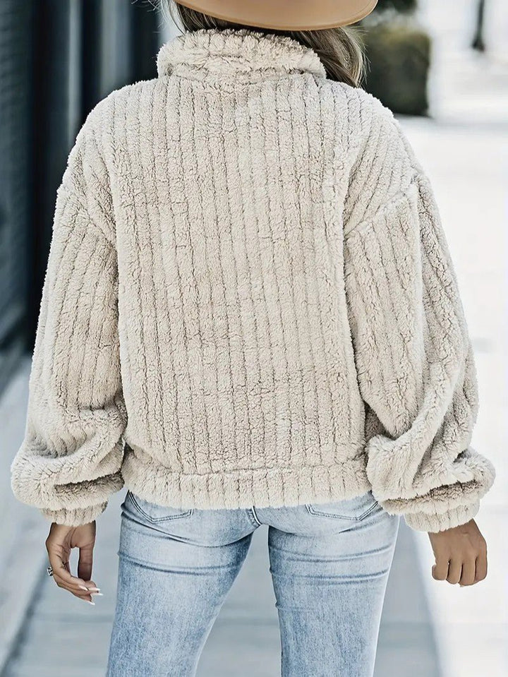 Women's Winter Jacket with Collar & Pockets | Button Up