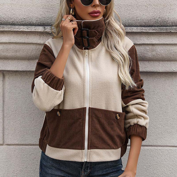 Women's Winter Jacket with Pockets | Two Tone Zip
