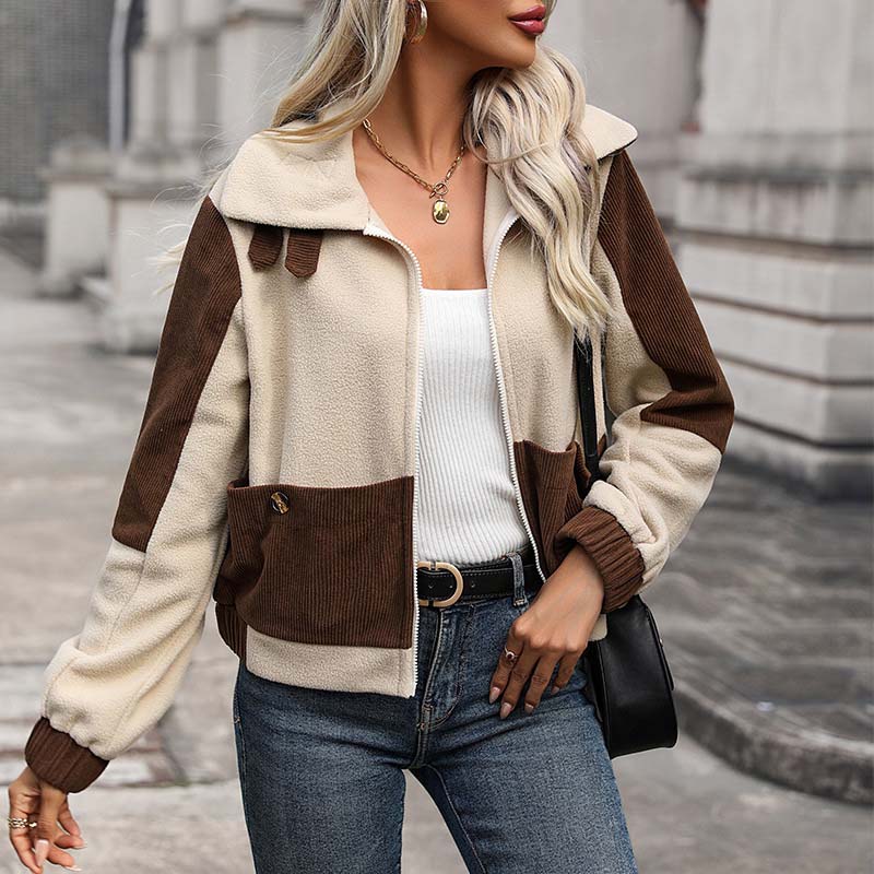 Women's Winter Jacket with Pockets | Two Tone Zip