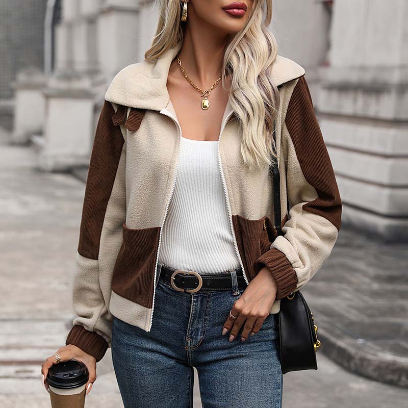 Women's Winter Jacket with Pockets | Two Tone Zip