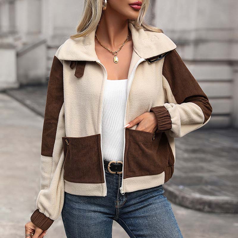 Women's Winter Jacket with Pockets | Two Tone Zip