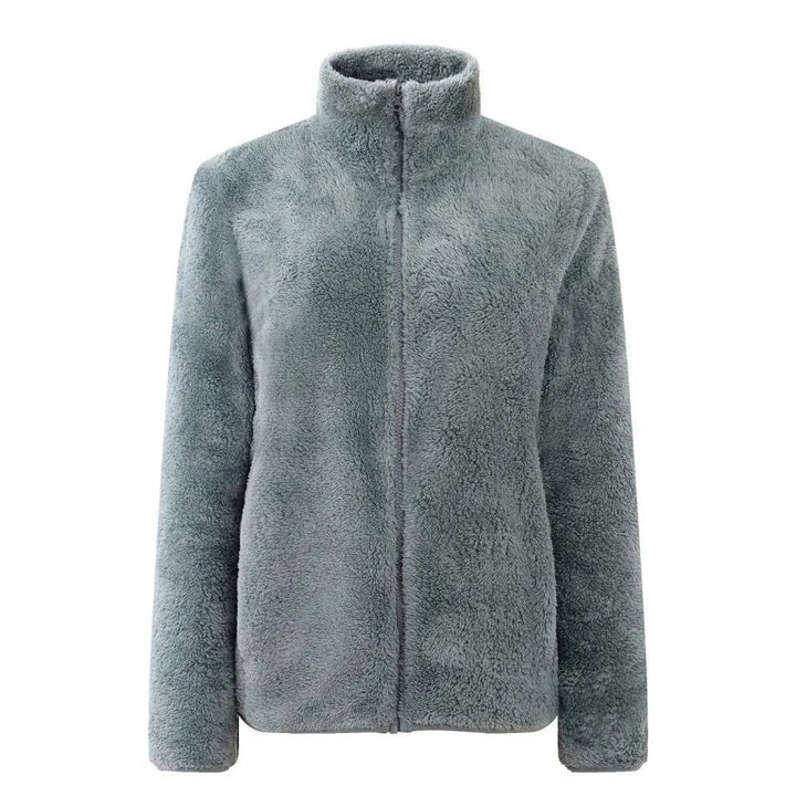 Women's Winter Jacket with Stand Collar & Zip Up | Fluffy