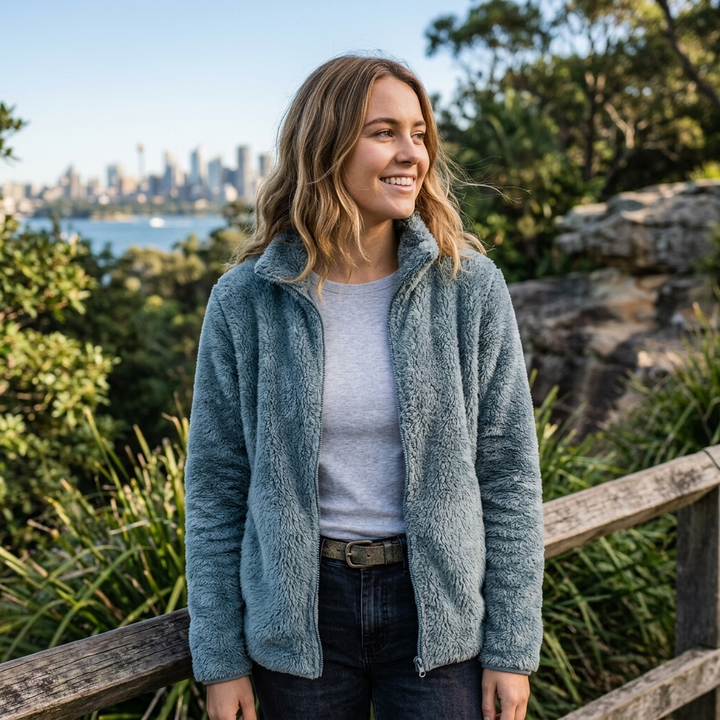 Women's Winter Jacket with Stand Collar & Zip Up | Fluffy