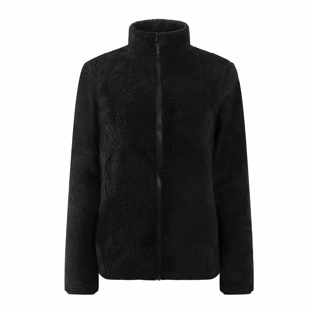 Women's Winter Jacket with Stand Collar & Zip Up | Fluffy