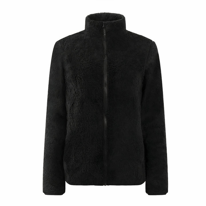 Women's Winter Jacket with Stand Collar & Zip Up | Fluffy