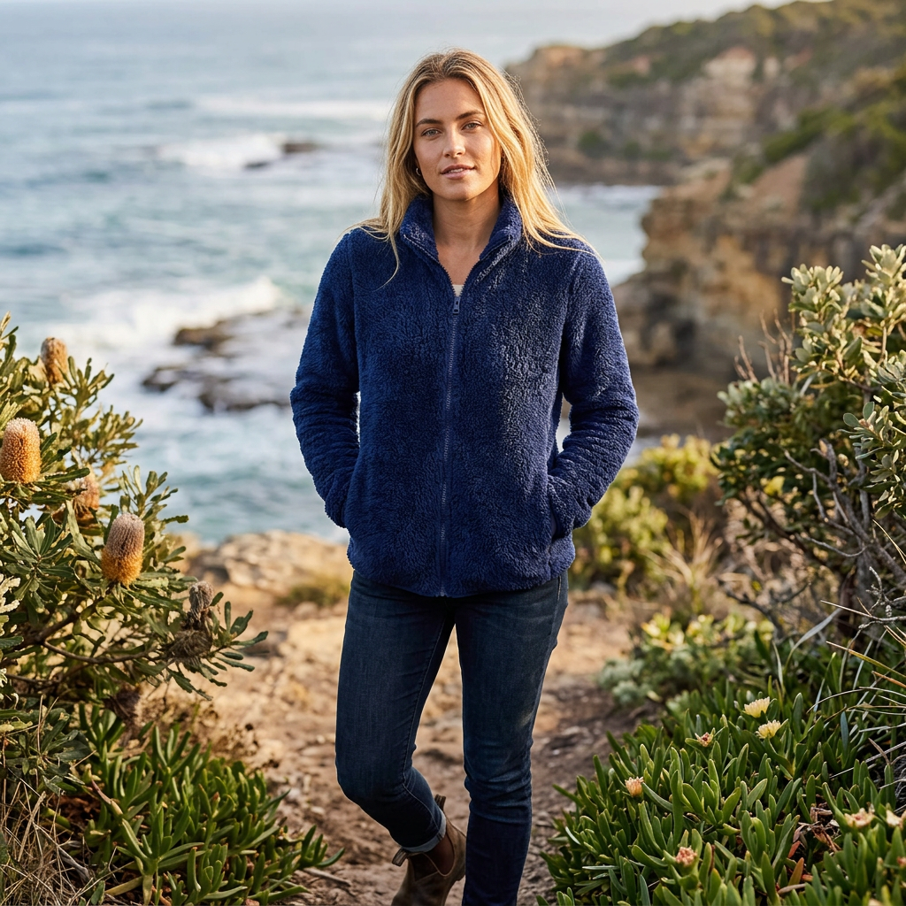 Women's Winter Jacket with Stand Collar & Zip Up | Fluffy
