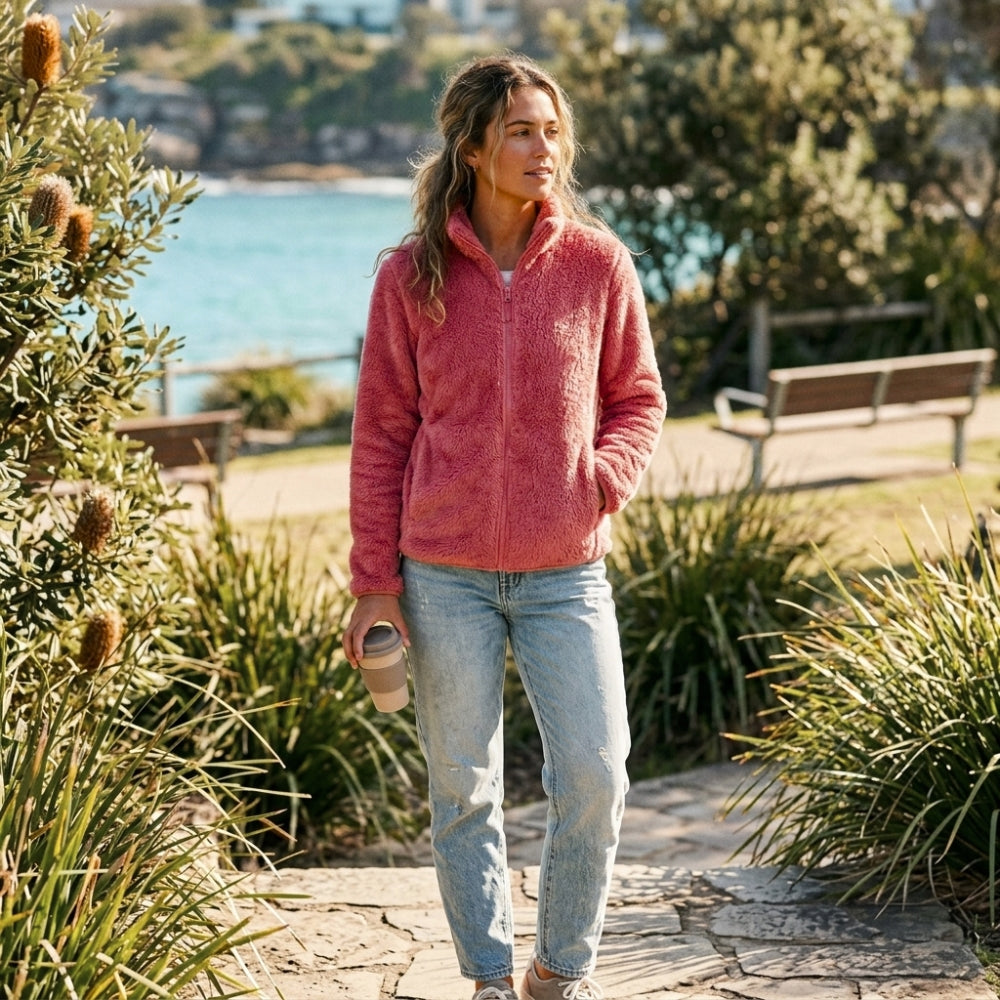 Women's Winter Jacket with Stand Collar & Zip Up | Fluffy