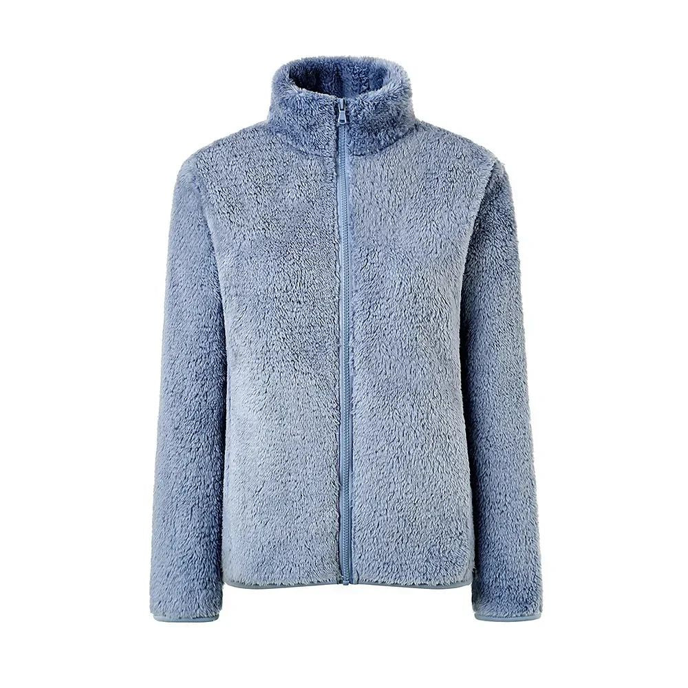 Women's Winter Jacket with Stand Collar & Zip Up | Fluffy