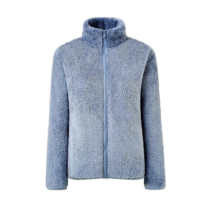 Women's Winter Jacket with Stand Collar & Zip Up | Fluffy
