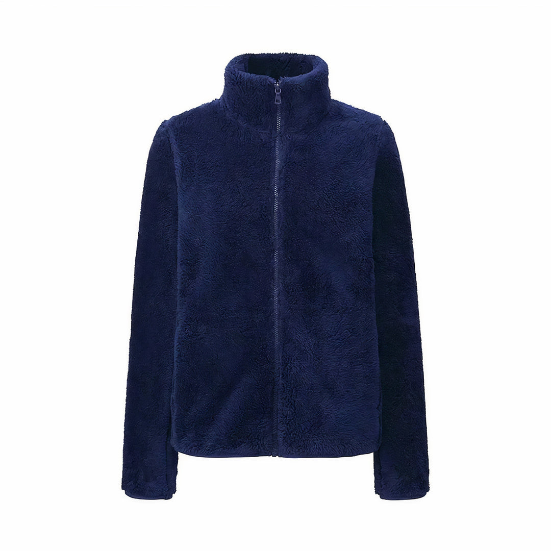 Women's Winter Jacket with Stand Collar & Zip Up | Fluffy