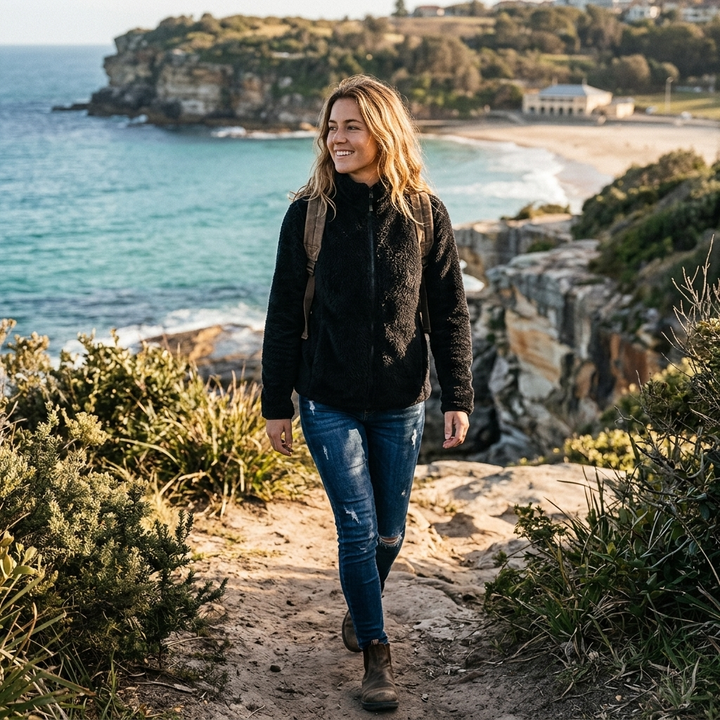 Women's Winter Jacket with Stand Collar & Zip Up | Fluffy