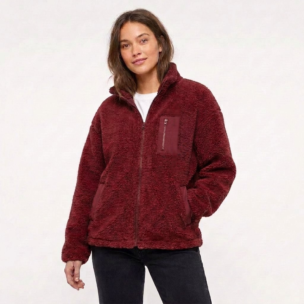 Women's Winter Jacket with Zip Front & Chest Pocket | Oversized