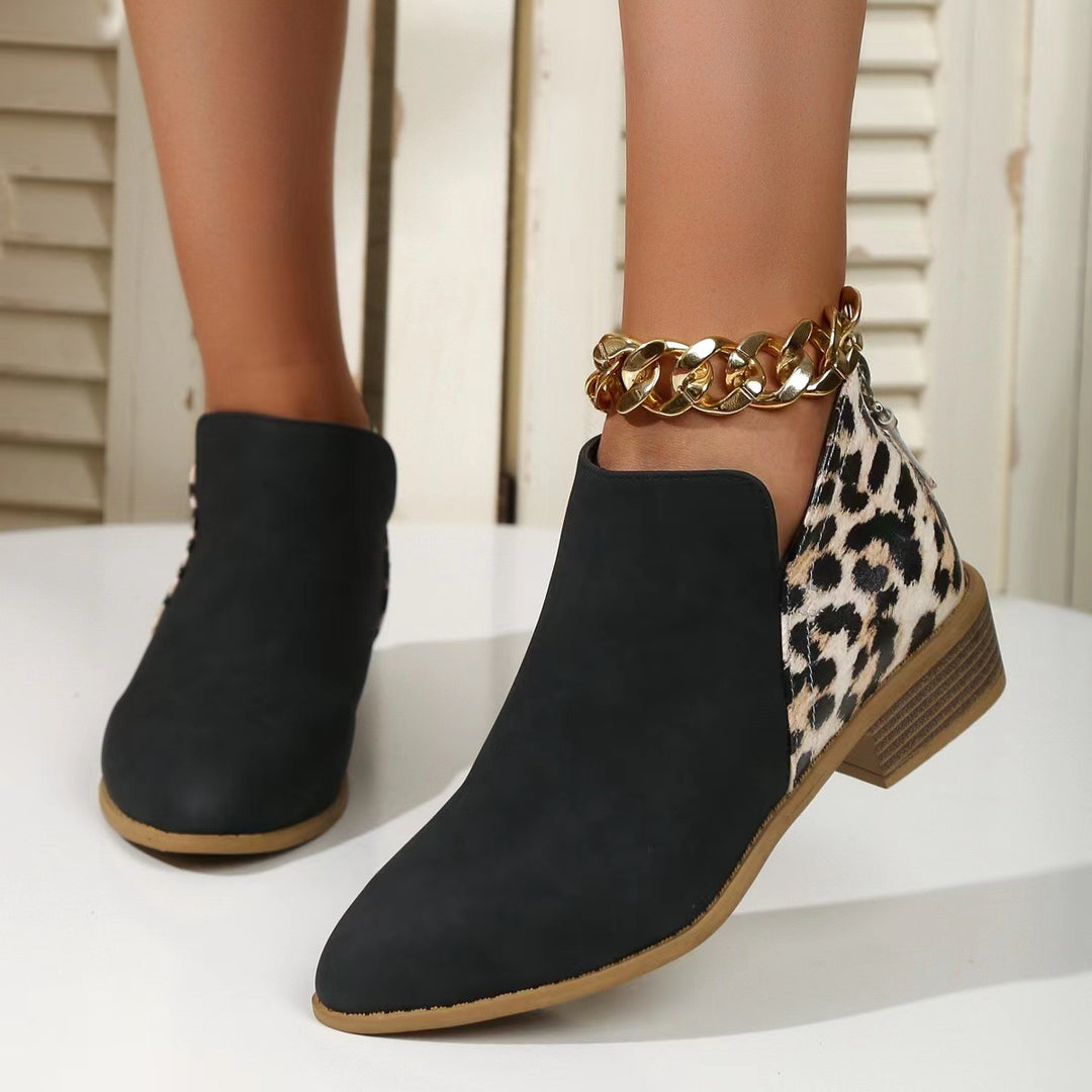 Women's Work Boots with Pointed Toe | Ankle Block Heel