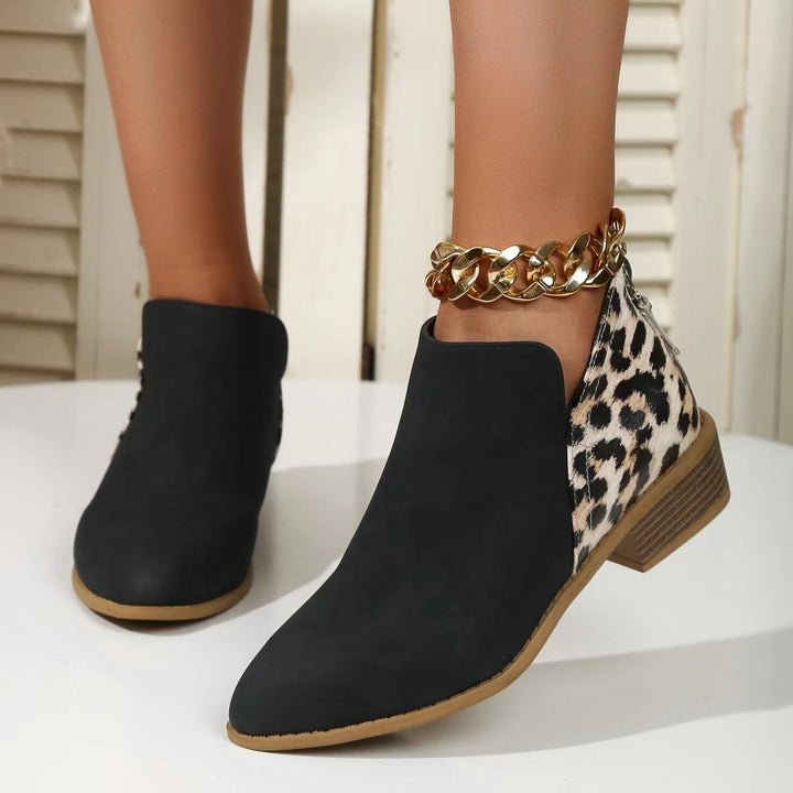 Women's Work Boots with Pointed Toe | Ankle Block Heel