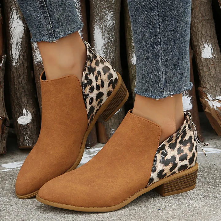 Women's Work Boots with Pointed Toe | Ankle Block Heel