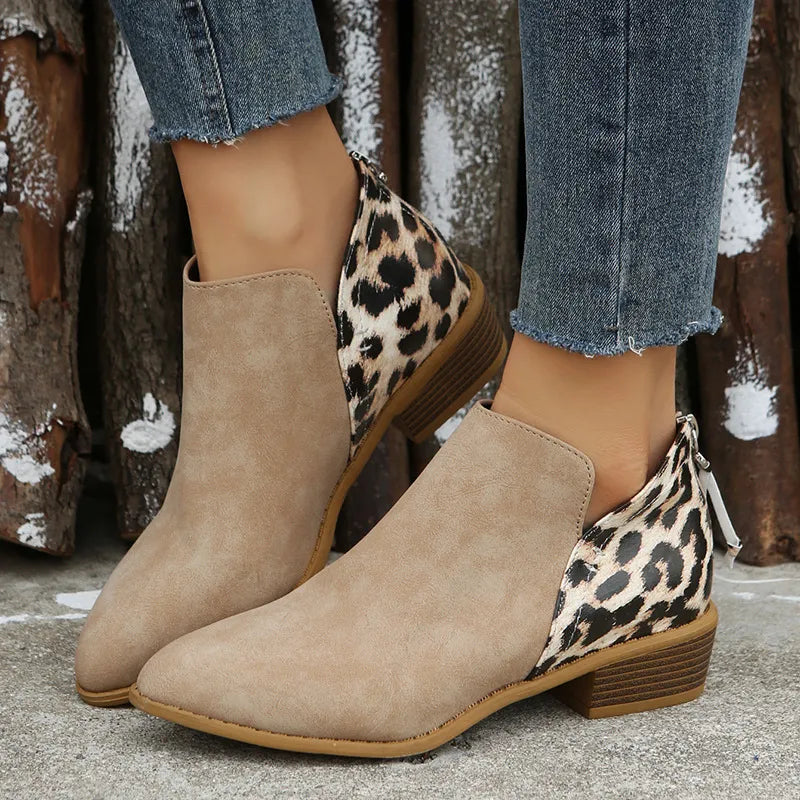 Women's Work Boots with Pointed Toe | Ankle Block Heel