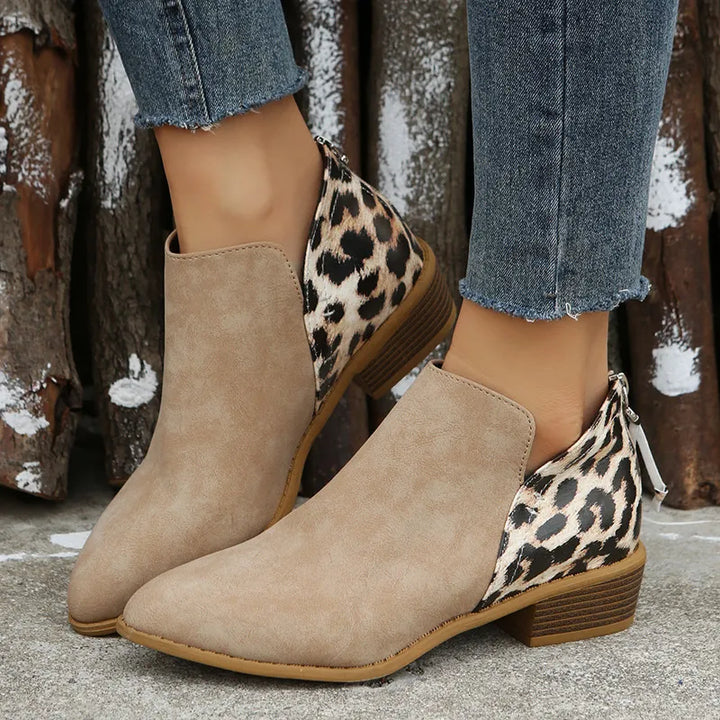 Women's Work Boots with Pointed Toe | Ankle Block Heel