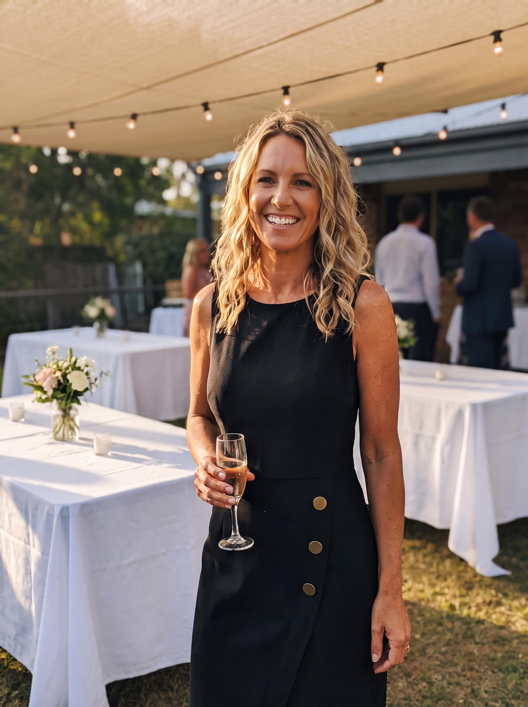 Women's Work Dress with Button Detail | Sleeveless