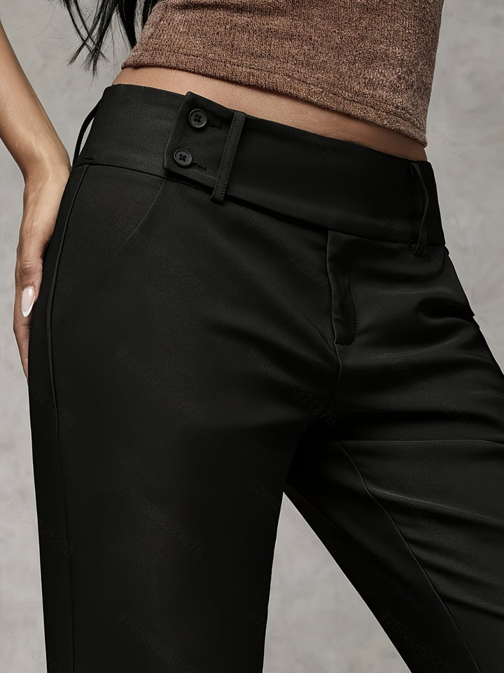 Women's Work Pants with Button Waist | Loose