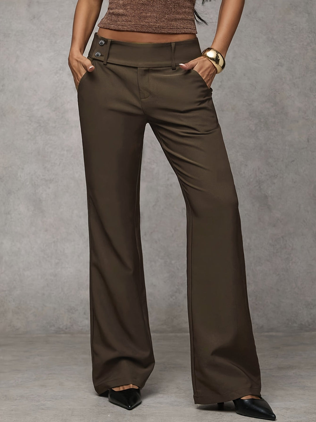 Women's Work Pants with Button Waist | Loose