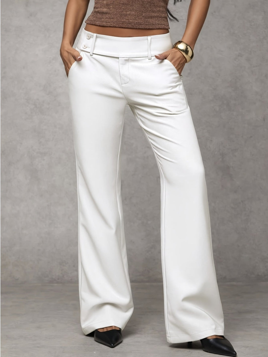 Women's Work Pants with Button Waist | Loose
