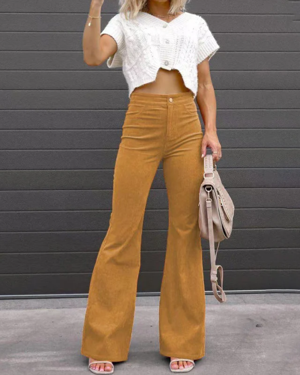 Women's Work Pants with Flared Leg | High-Waisted