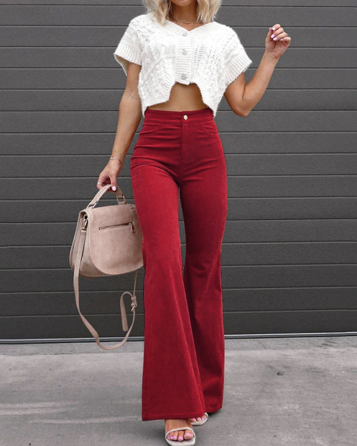 Women's Work Pants with Flared Leg | High-Waisted