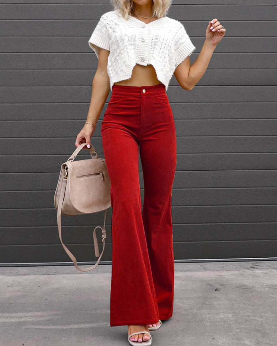 Women's Work Pants with Flared Leg | High-Waisted