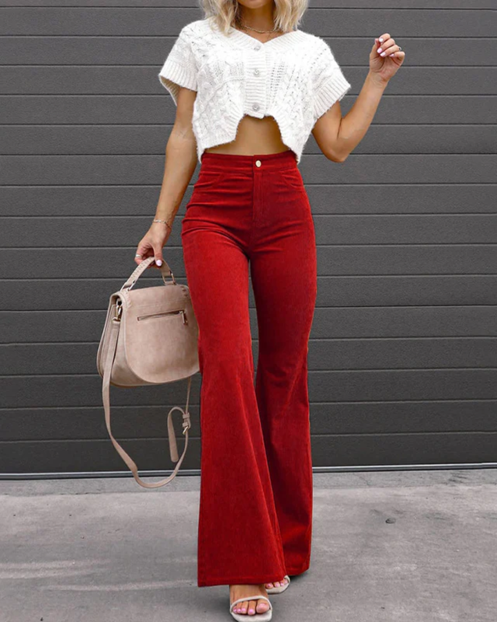 Women's Work Pants with Flared Leg | High-Waisted
