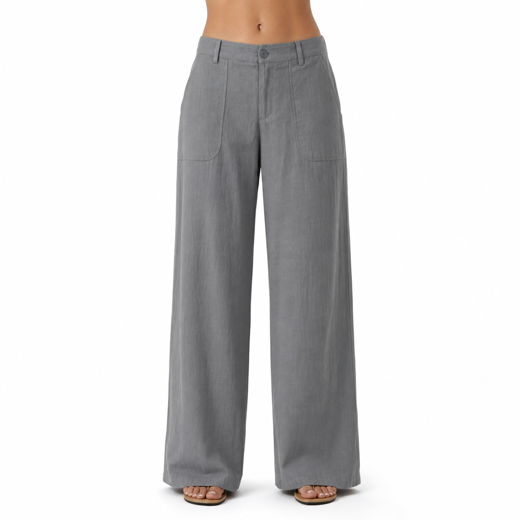 Women's Work Pants with High Waist & Side Pockets | Wide Leg
