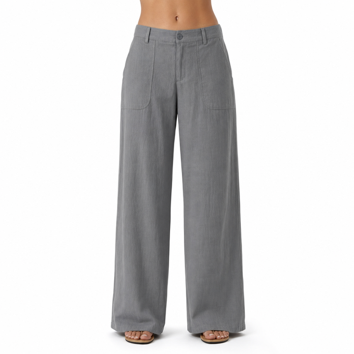 Women's Work Pants with High Waist & Side Pockets | Wide Leg