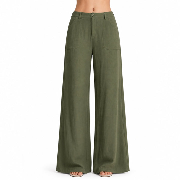 Women's Work Pants with High Waist & Side Pockets | Wide Leg