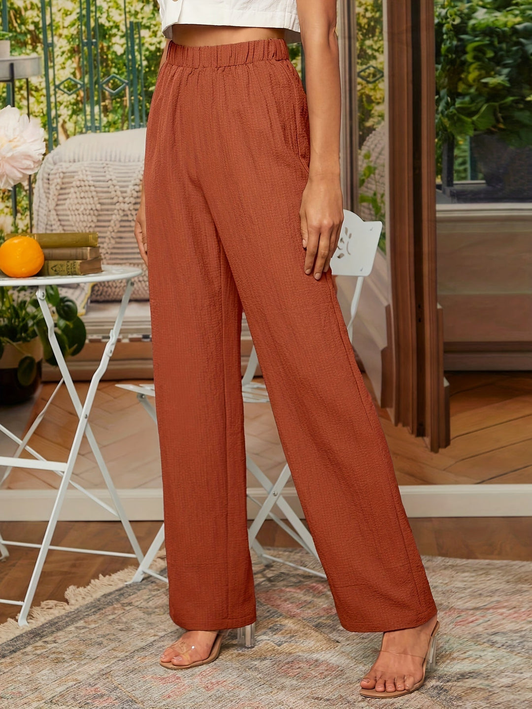 Women’s Work Pants with Wide Leg & Elastic Waist | Relaxed