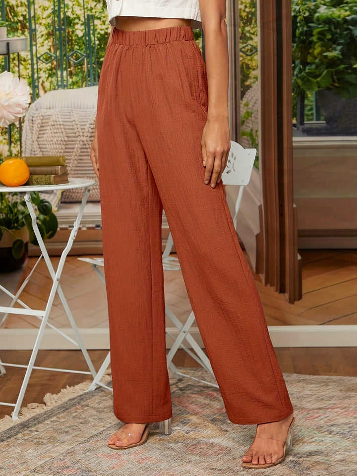 Women’s Work Pants with Wide Leg & Elastic Waist | Relaxed