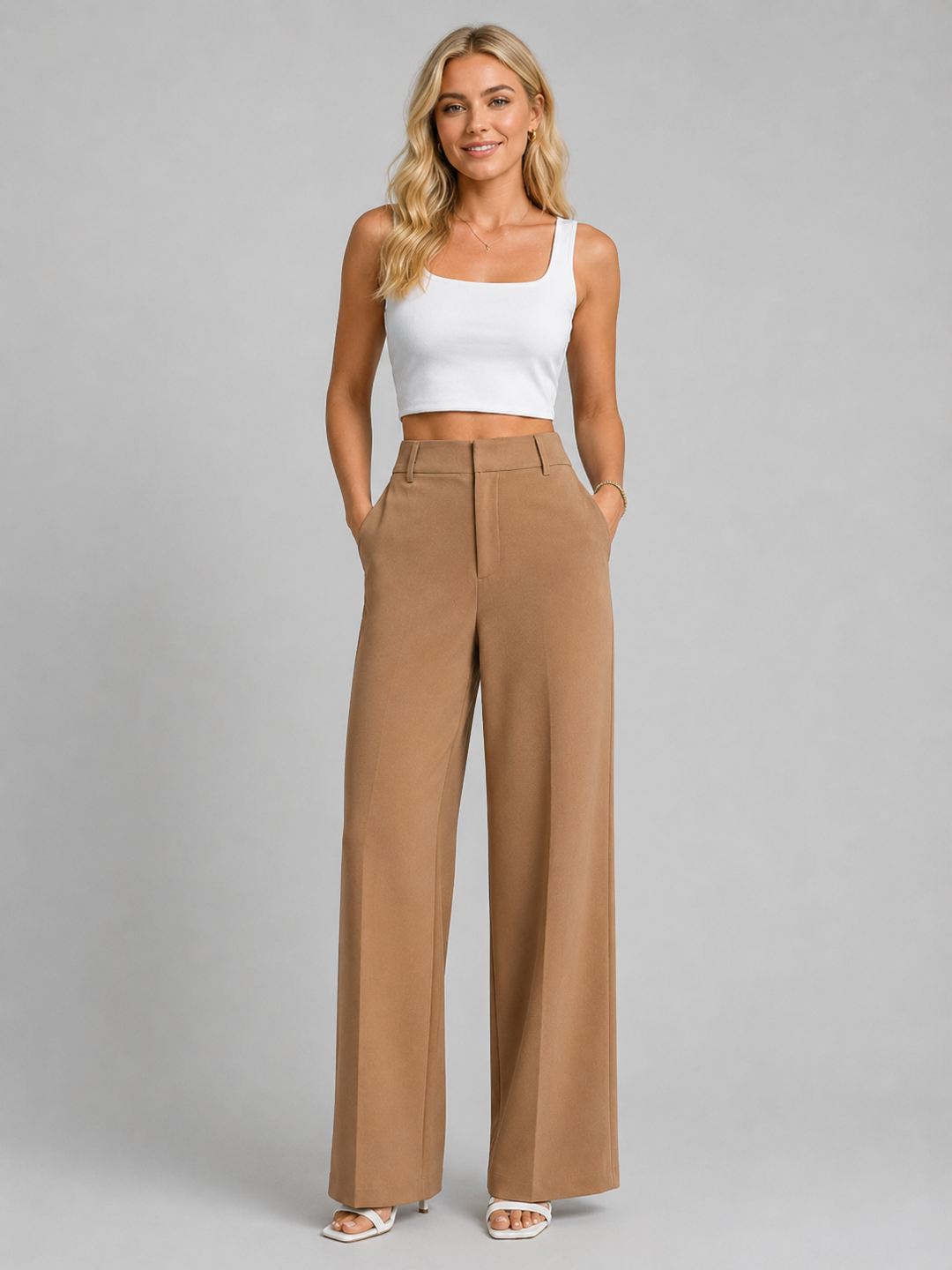 Women’s Work Pants with Wide Leg & High Waist | Office