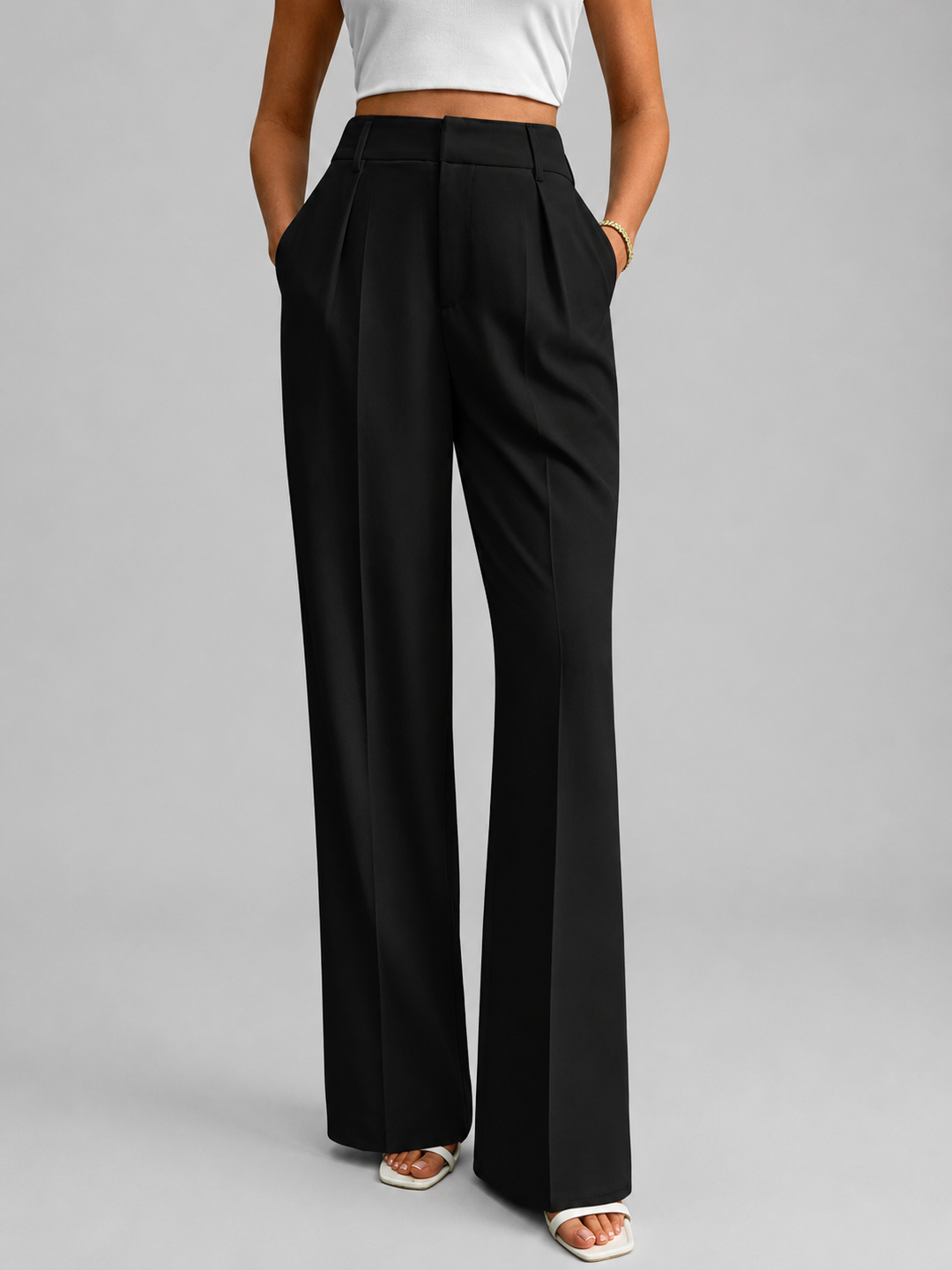 Women’s Work Pants with Wide Leg & High Waist | Office