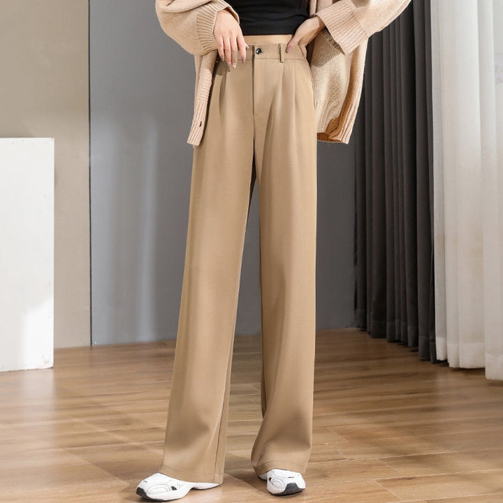 Women’s Work Pants with Wide Leg & Side Pockets | High Waist