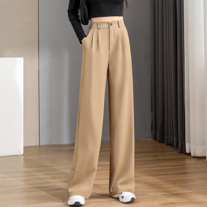 Women’s Work Pants with Wide Leg & Side Pockets | High Waist