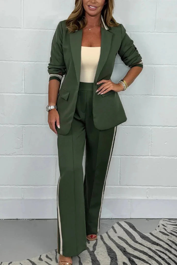 Women's Workwear Set with Blazer & Pants | Side Stripe