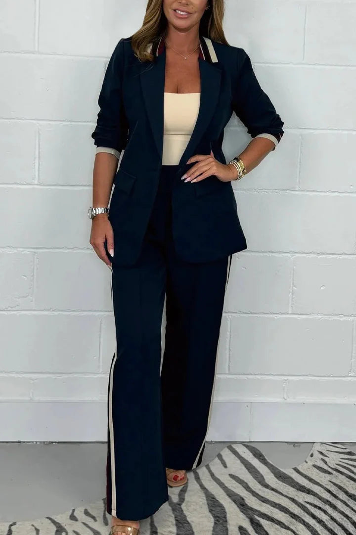 Women's Workwear Set with Blazer & Pants | Side Stripe