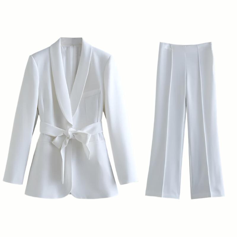 Women's Workwear Set with Blazer & Pants | Tie Waist