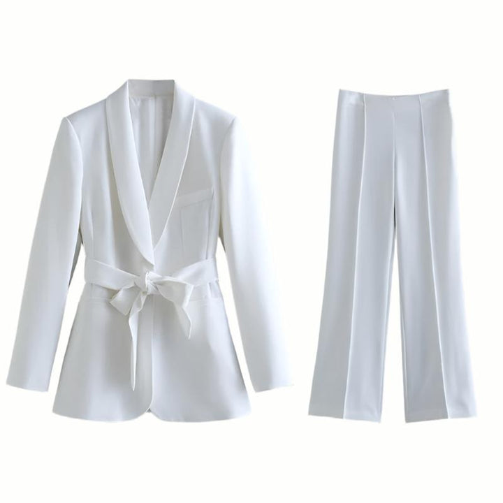 Women's Workwear Set with Blazer & Pants | Tie Waist