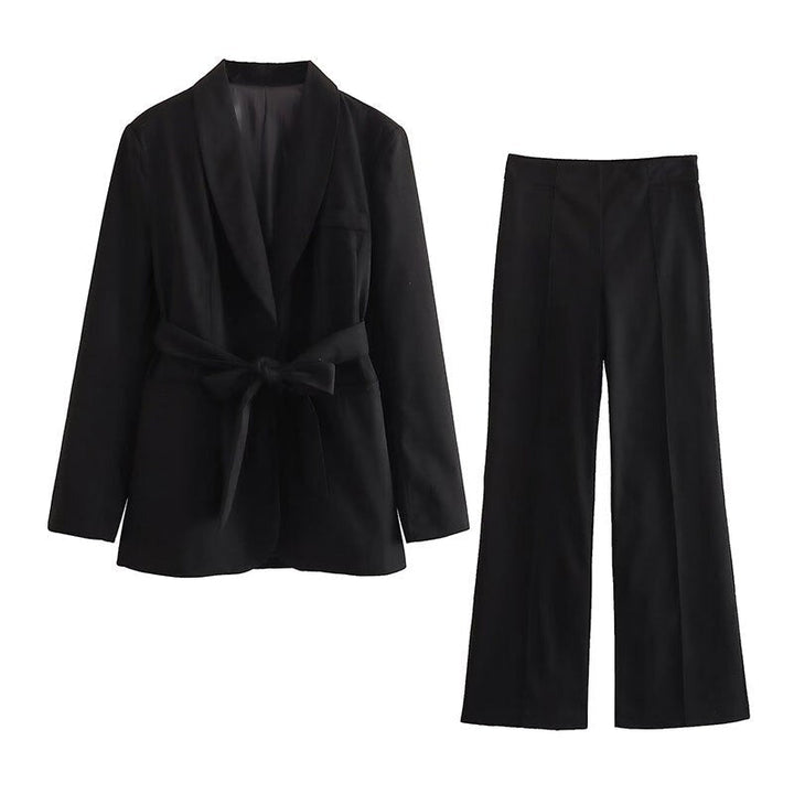 Women's Workwear Set with Blazer & Pants | Tie Waist