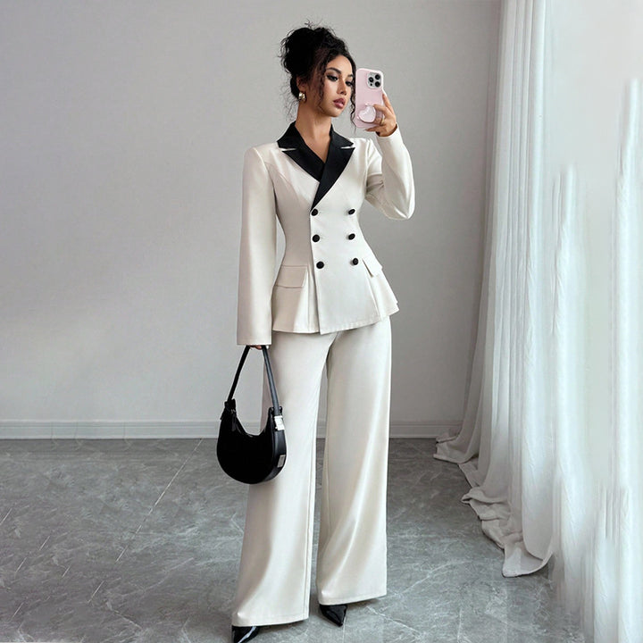 Women's Workwear Set with Blazer & Wide Leg Pants | Formal