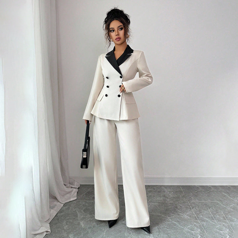 Women's Workwear Set with Blazer & Wide Leg Pants | Formal